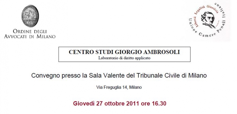 Convegno presso la Sala Valente del Tribunale Civile di Milano